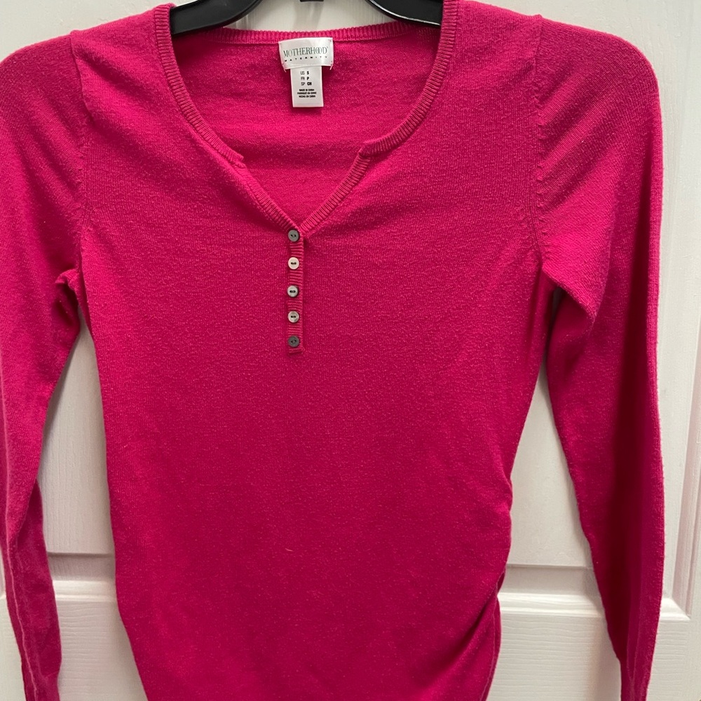 Motherhood Fuchsia Long Sleeve Top - Picture 1 of 3